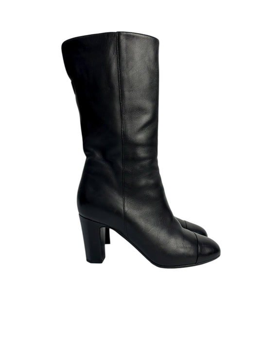 Chanel leather heeled boots
