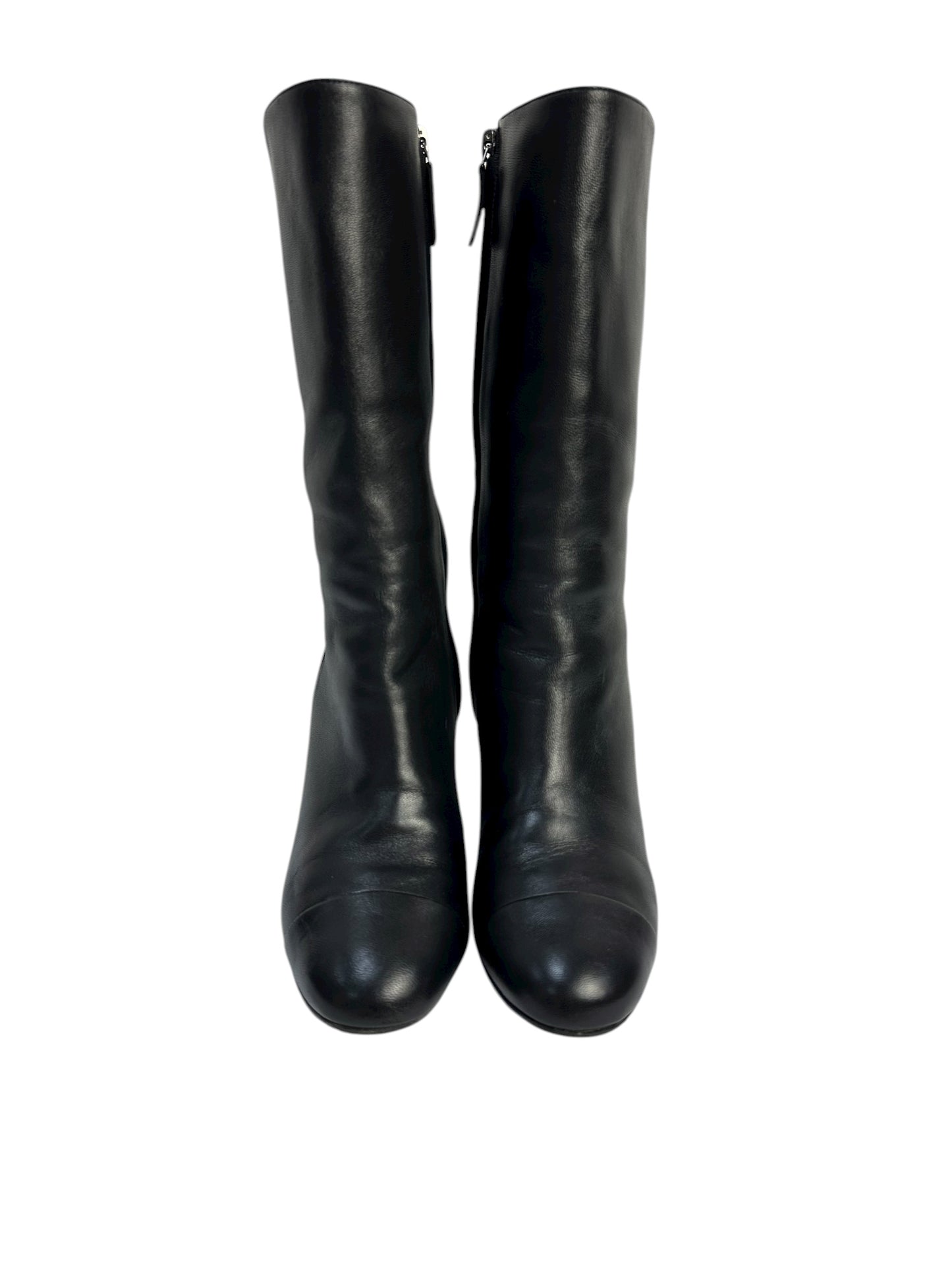 Chanel leather heeled boots