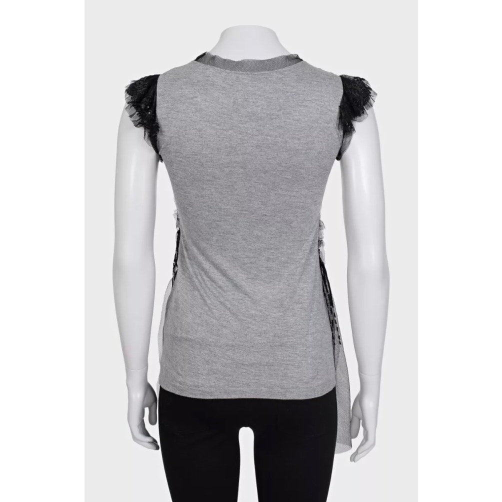Valentino Gray Sequin Fitted Tank Top - UK 6 XS Pre-owned