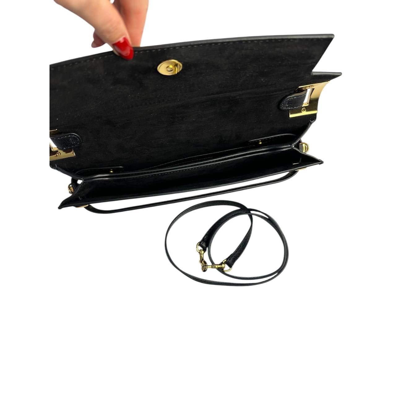 Valentino My Rockstud Black Leather Clutch Bag Pre-owned