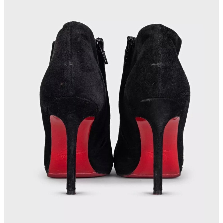 Christian Louboutin Black Suede Ankle Boots Size 38 Pre-owned