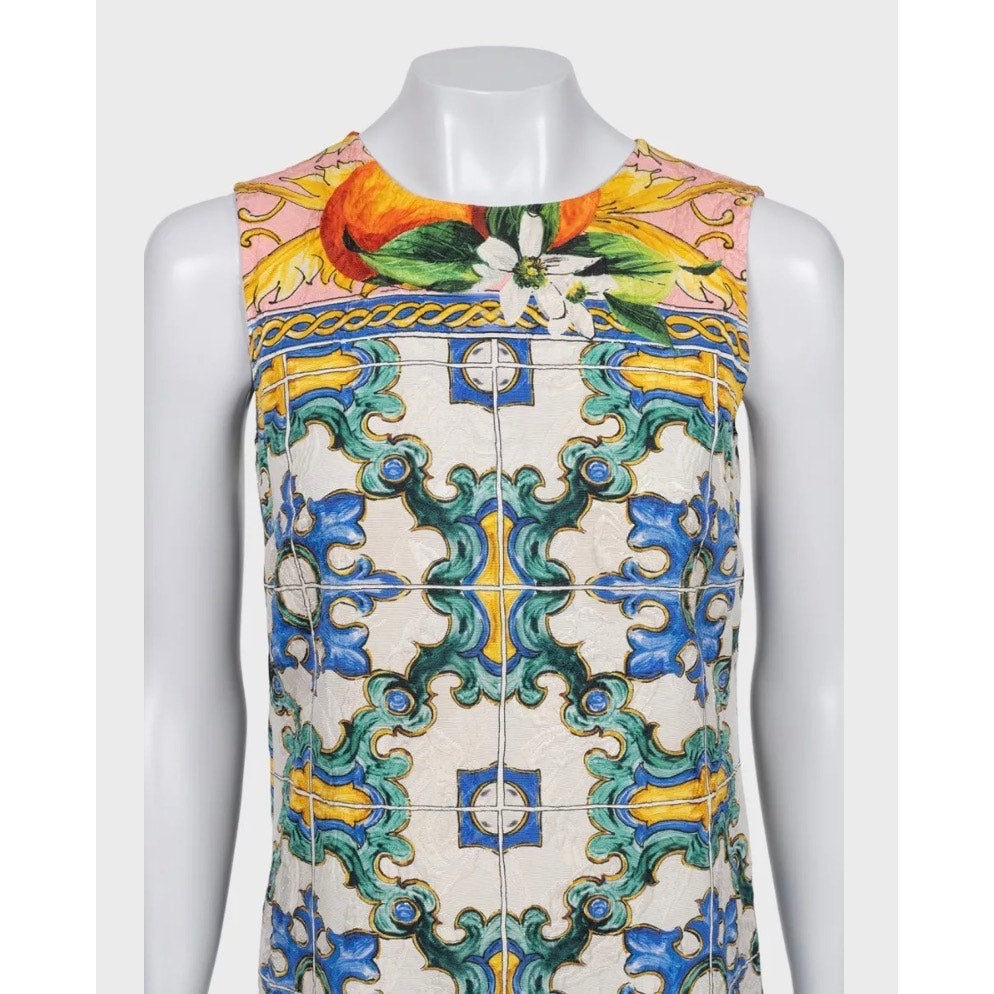 Dolce & Gabbana Vibrant Printed Cotton Silk Dress XXS pre-owned