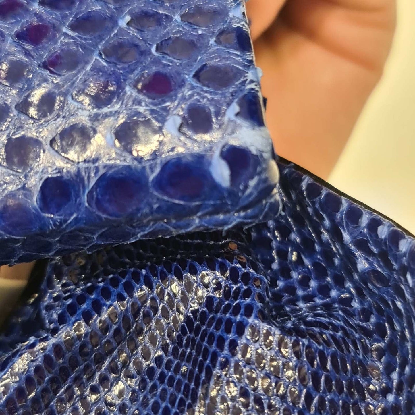Valentino Garavani Blue Snakeskin Print Lambskin Clutch Bow Bag pre-owned