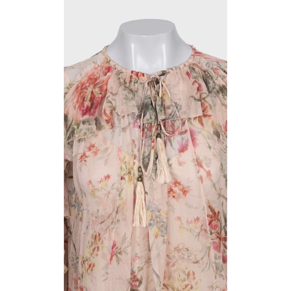 Zimmermann Beige Silk Floral Dress  Sz.2/M Pre-owned