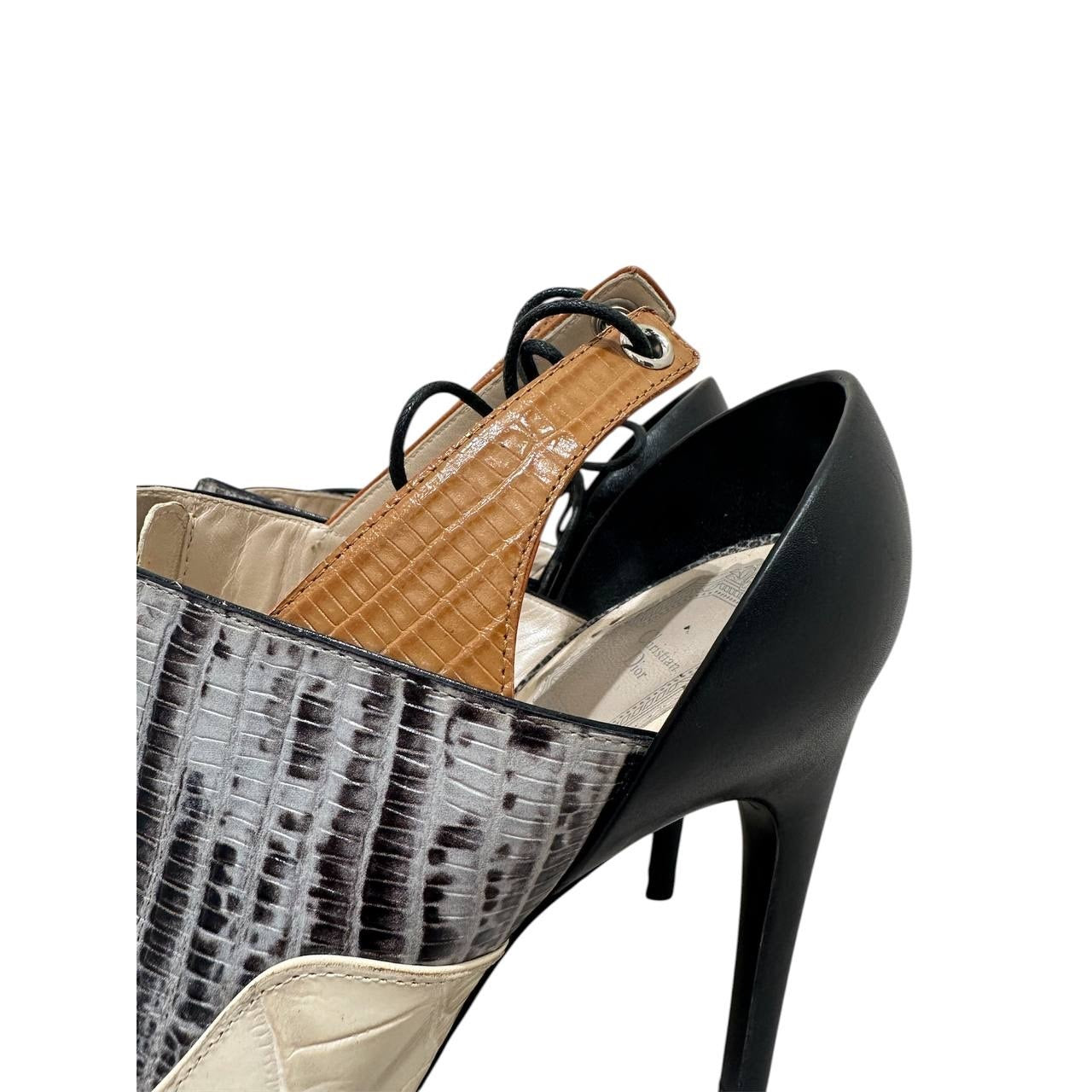 Dior Nomade FW16 Crocodile-Embossed Leather Heels 38 Pre-owned