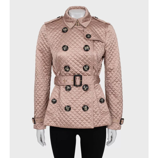 Elegant Burberry Quilted Belted Jacket Size M Pre-owned