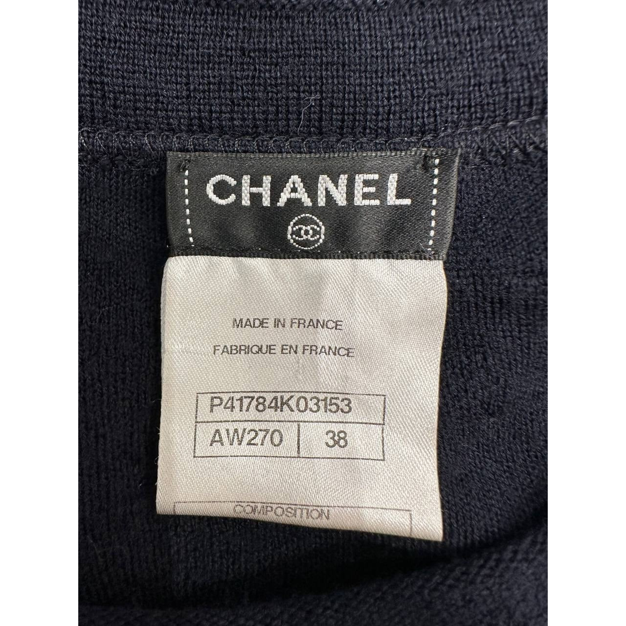 CHANEL Dark Blue Wool Dress Sz.38 pre-owned