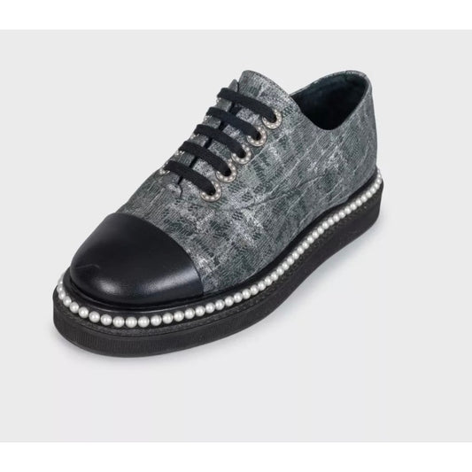 Chanel Silver Derby Lace-Up Shoes - EU 36 Pre-owned