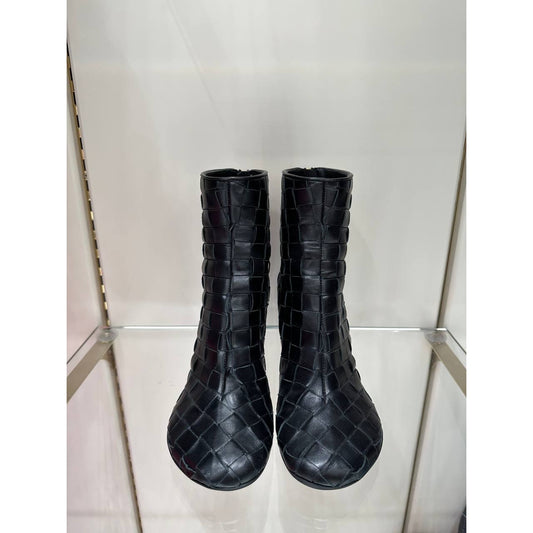 Bottega Veneta Intrecciato Black Leather Ankle Boots Sz.36 Pre-owned
