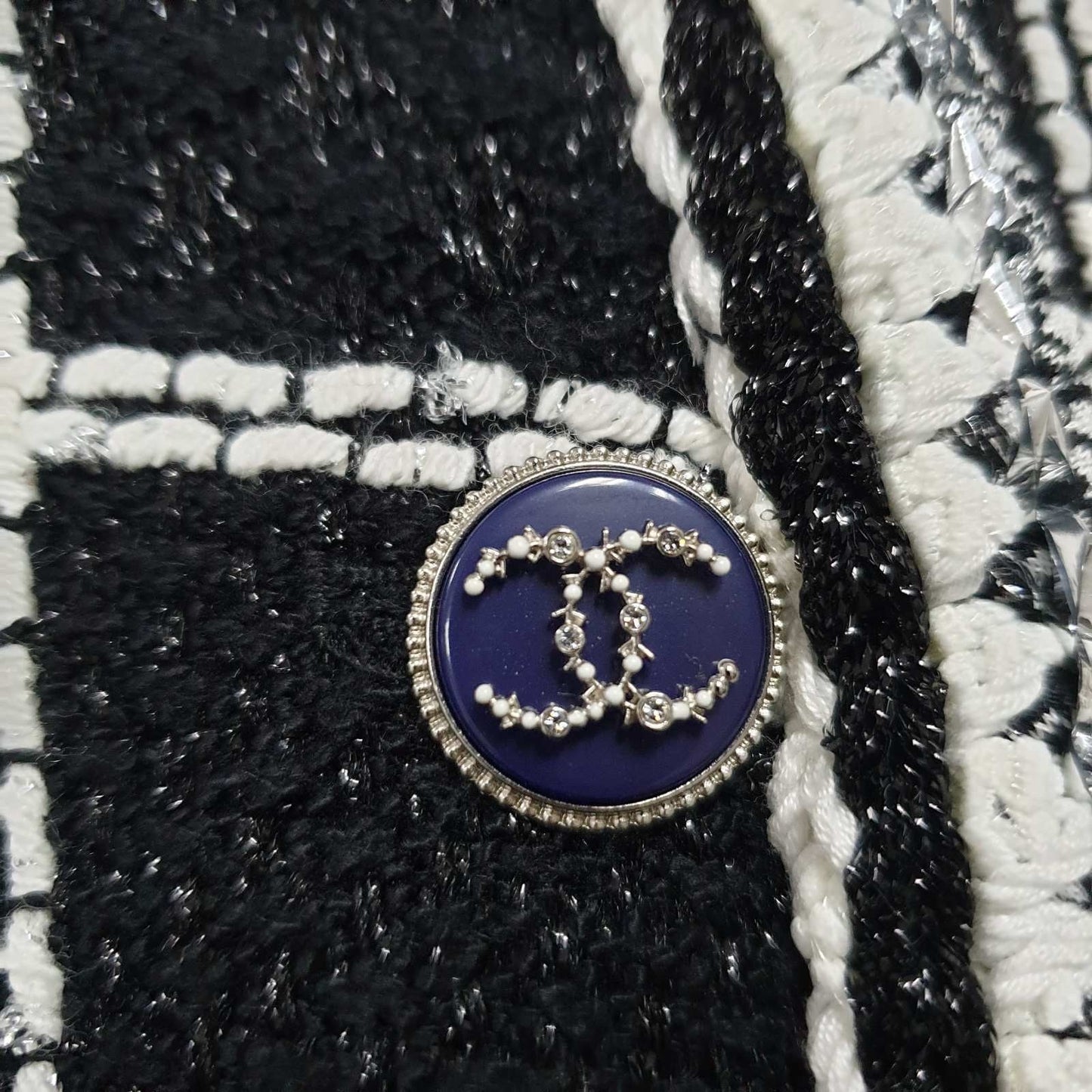 Chanel 2020 Tweed Romper, Black & Metallic, Size 40 Pre-owned