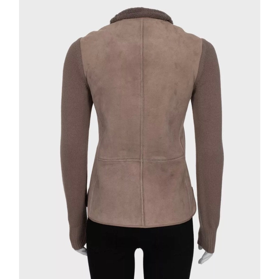Loro Piana Luxe Brown Lambskin & Cashmere Cardigan Sz.40\S Pre-owned