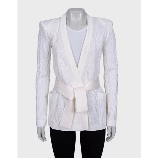Balmain White Wrap Cardigan with Belt - Size36/ S Pre-owned