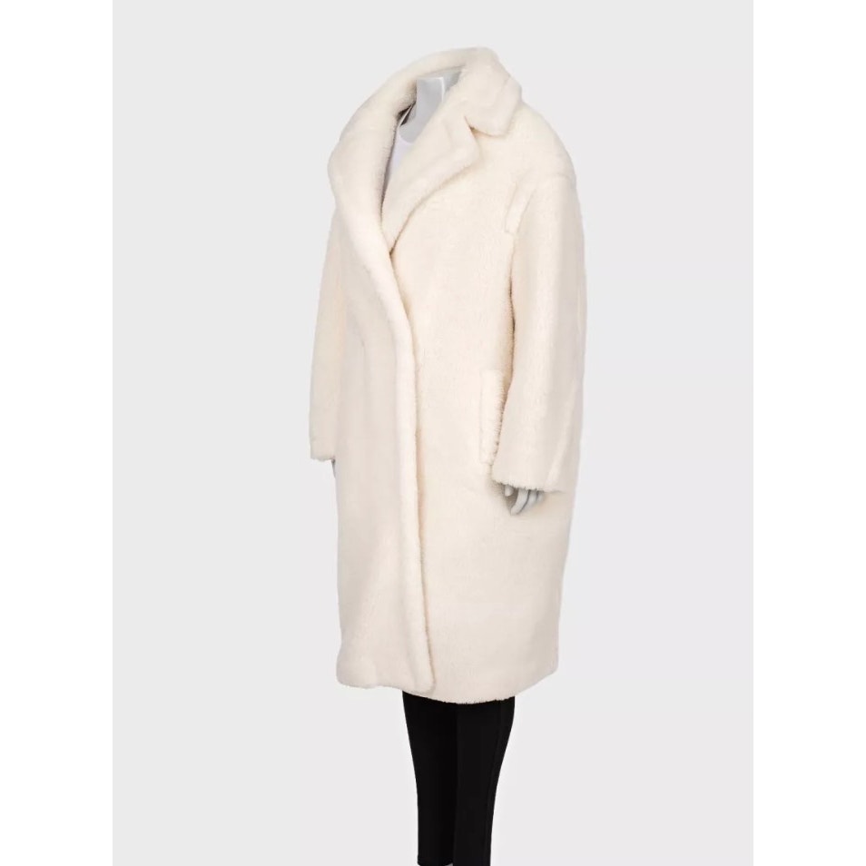 Max Mara White Straight Cut Teddy Coat L pre-owned