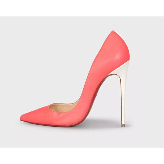 Christian Louboutin So Kate Pink Leather Pointed Toe Pumps Sz.37.5 pre-owned