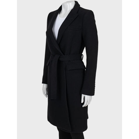 NWOT Saint Laurent Black Wool & Angora Belted Coat - Size L (FR40) Pre-owned