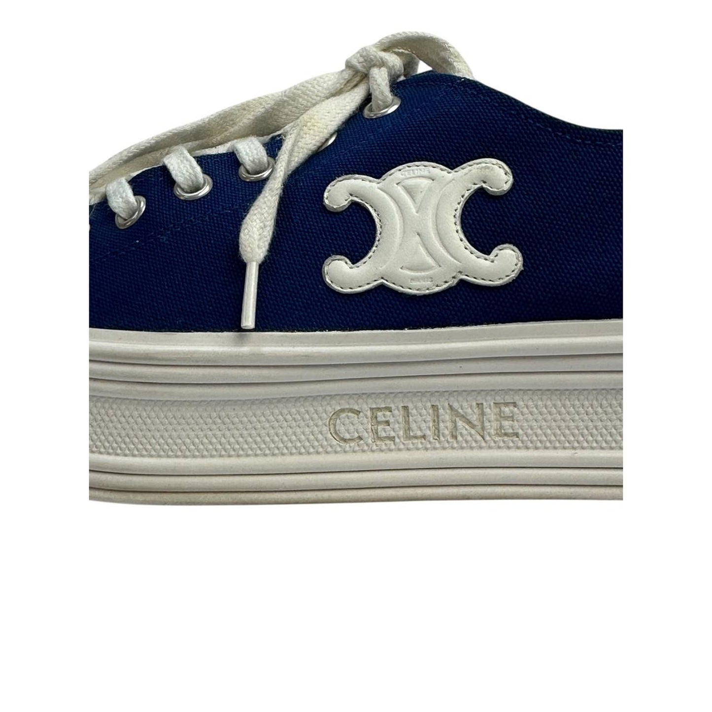 Celine High-sole Navy Textile Logo Sneakers  Sz.38