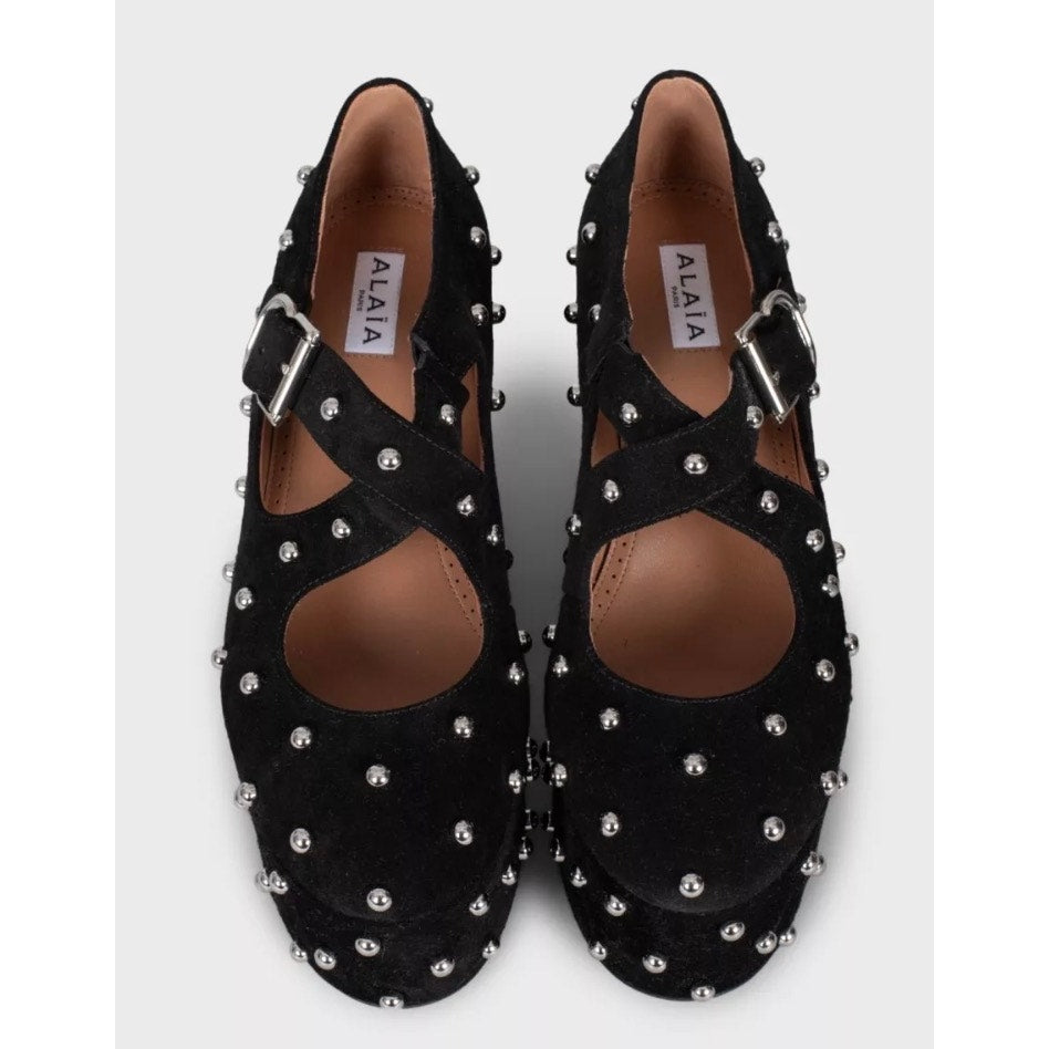 NWOB Alaïa Black Suede Wedge Pumps - Size EU 38 Pre-owned