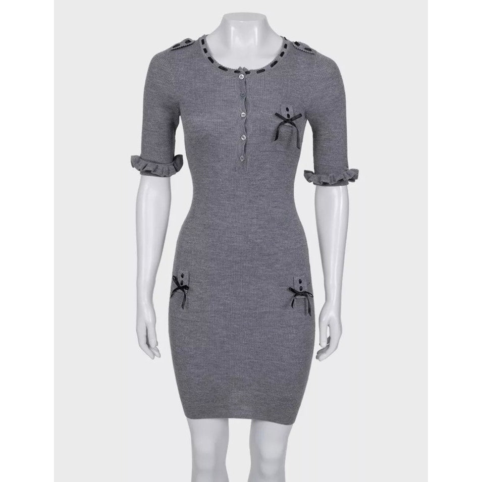 Christian Dior Grey Fitted Cashmere Blend Dress - FR36 | S pre-owned