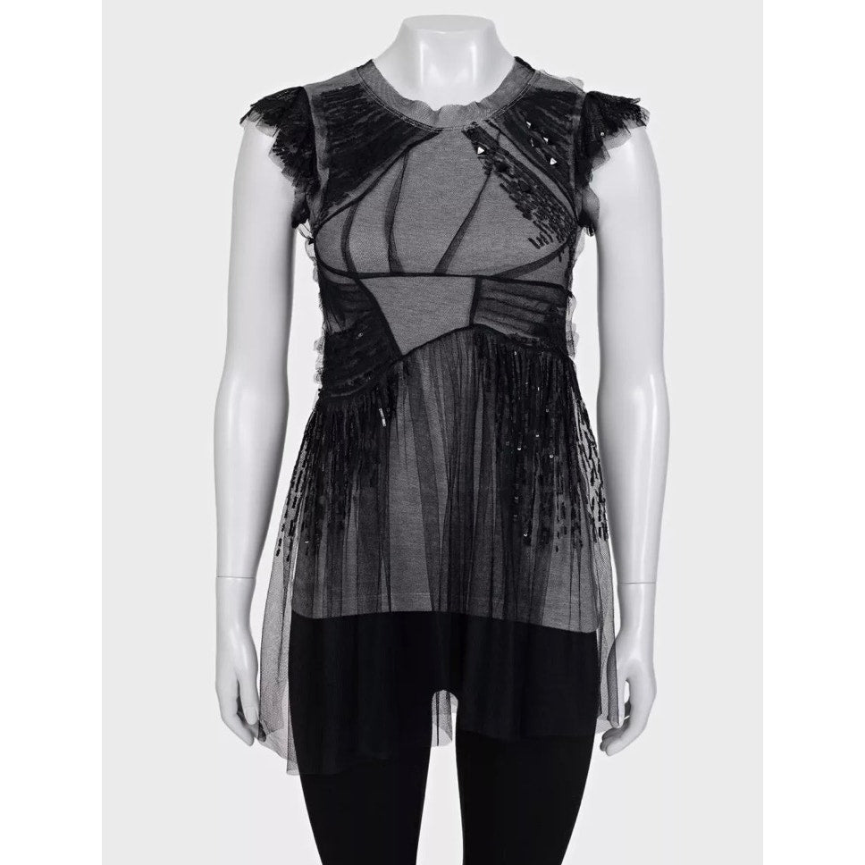 Valentino Gray Sequin Fitted Tank Top - UK 6 XS Pre-owned