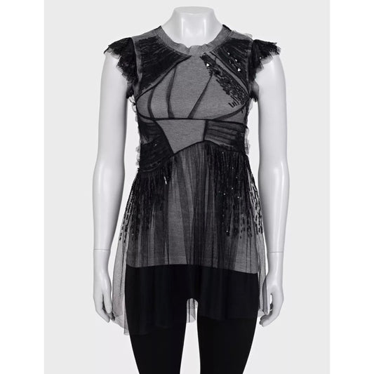 Valentino Gray Sequin Fitted Tank Top - UK 6 XS Pre-owned