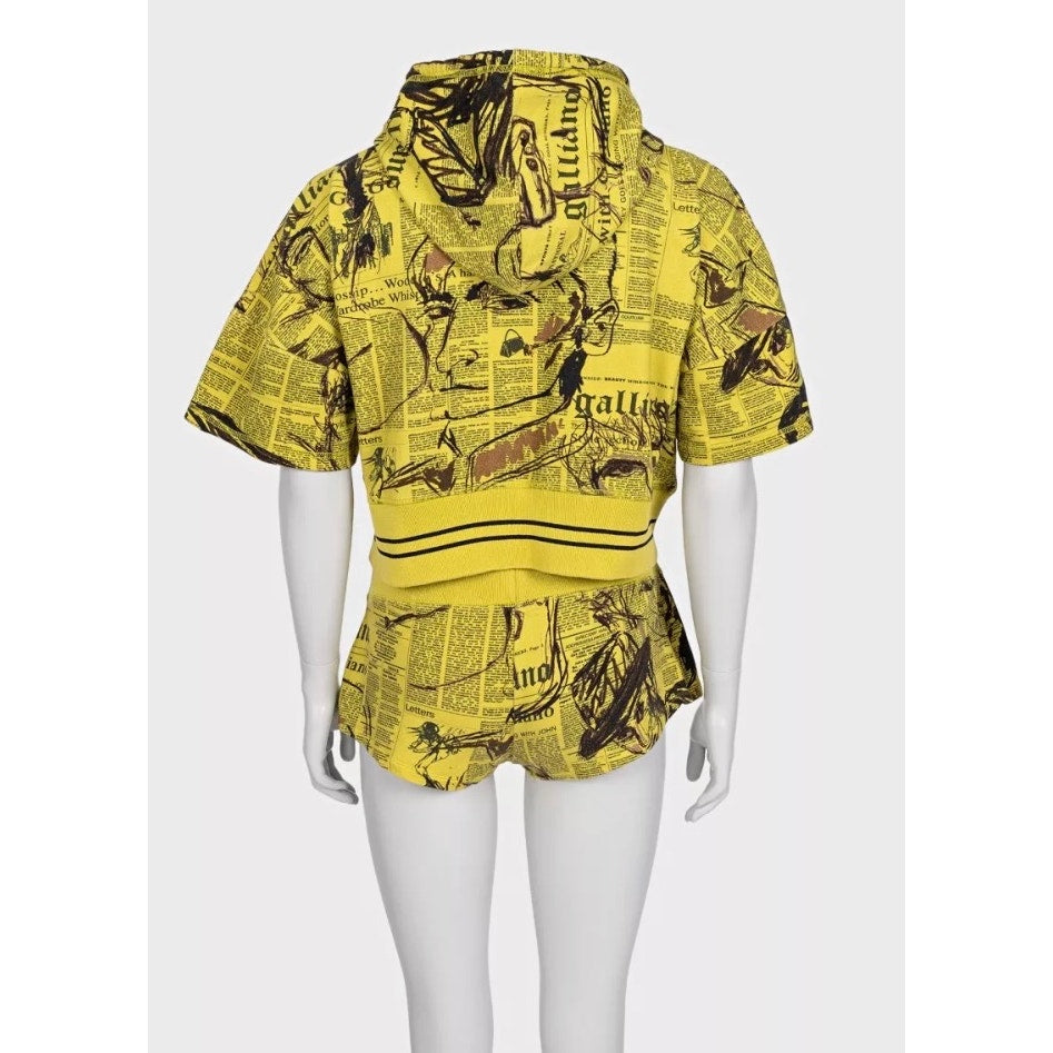 Galliano Vintage Yellow Printed Shorts Suit Set S Pre-owned