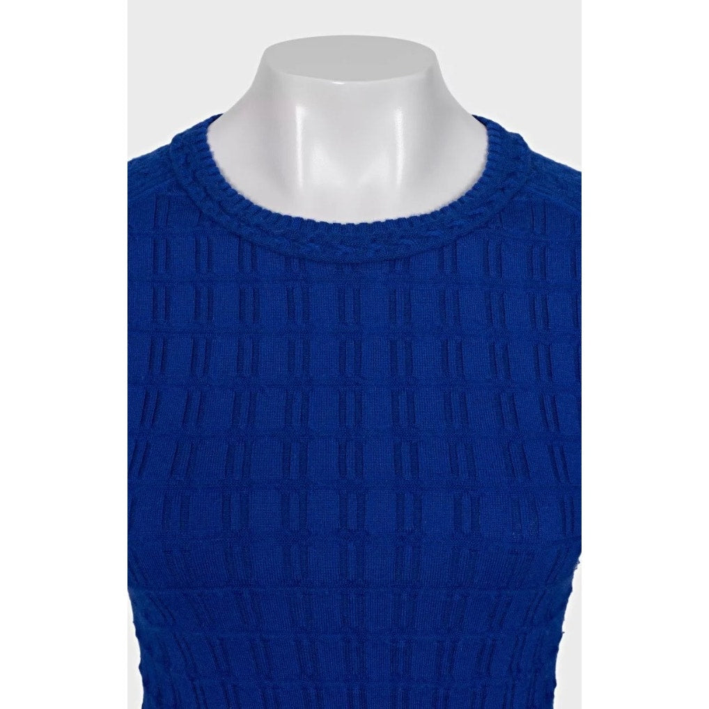 Chanel Blue Cashmere Blend Fitted Sweater Sz.34/XS Pre-owned