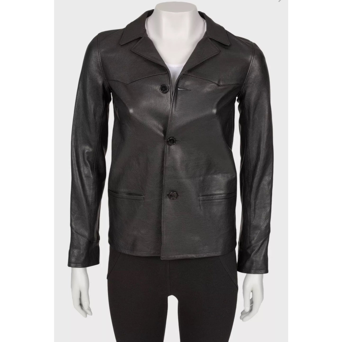 Saint Laurent Black Leather Blazer - Size FR36 / XS  Pre-owned