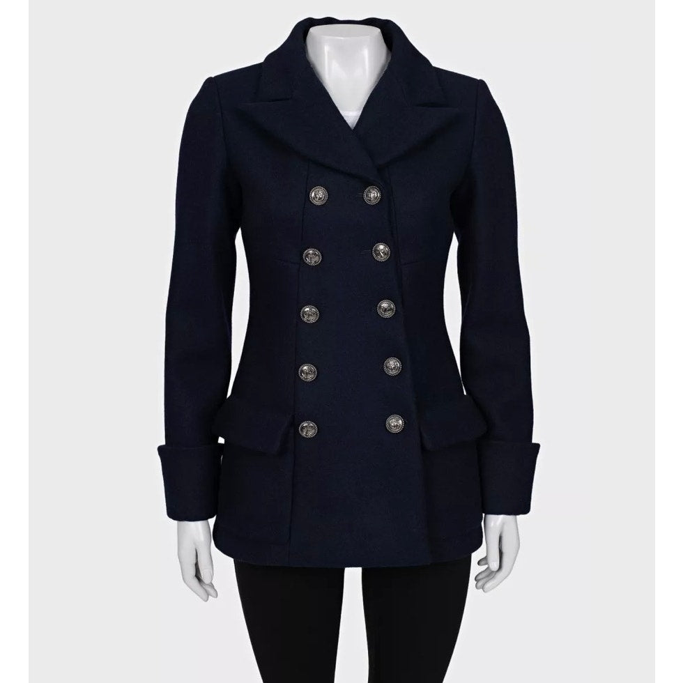 Chanel Black Wool Double-Breasted Coat Size FR34 / XS Pre-owned