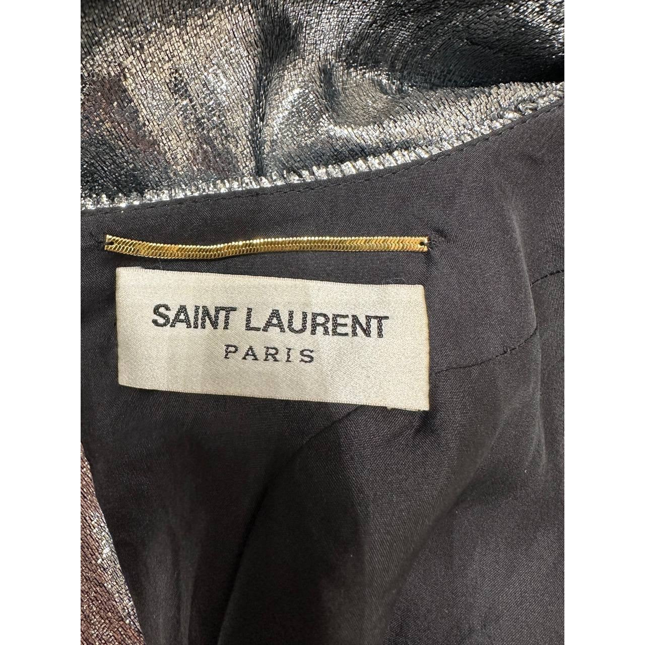 Saint Laurent Metallic Printed Midi Dress - Size 38 pre-owned