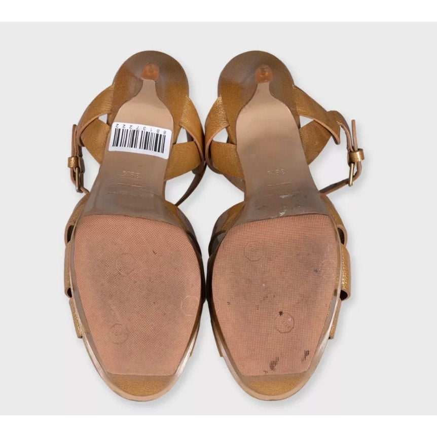 Saint Laurent Tribute Gold Leather Sandals - Sz. 38.5 pre-owned
