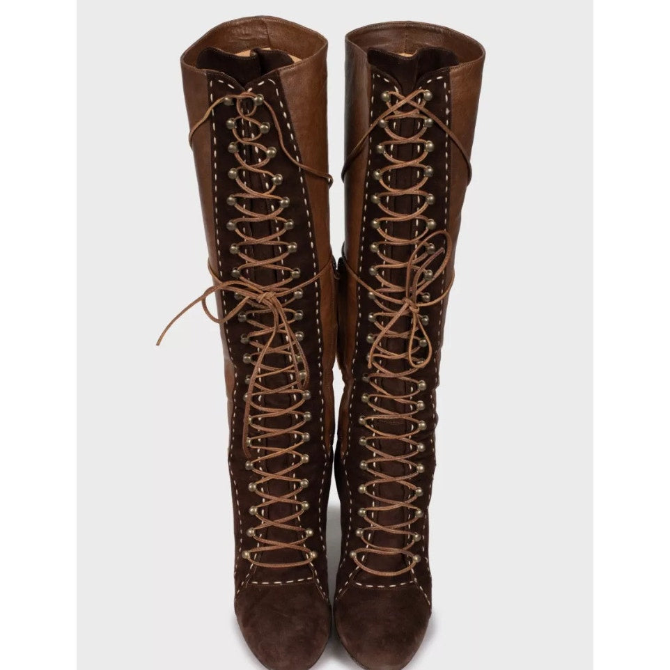 Emanuel Ungaro Brown Leather Suede Boots - US 8 / EU 38 pre-owned