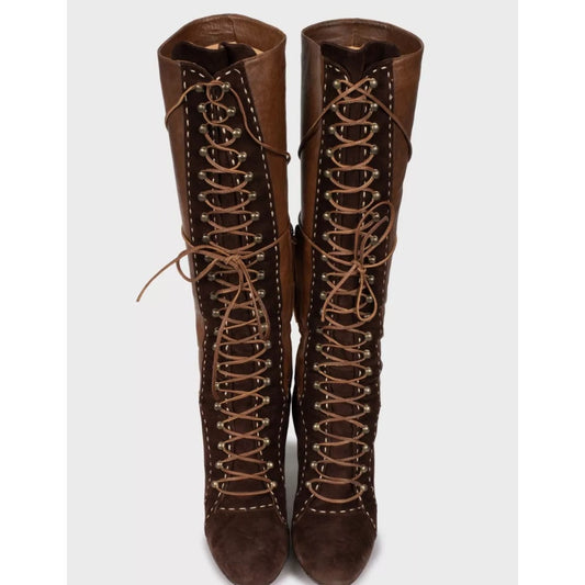 Emanuel Ungaro Brown Leather Suede Boots - US 8 / EU 38 pre-owned