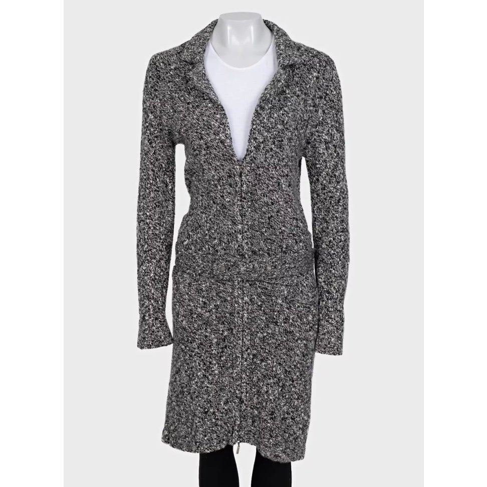 Chanel Black & White Cashmere Long Cardigan Sz.40/S Pre-owned