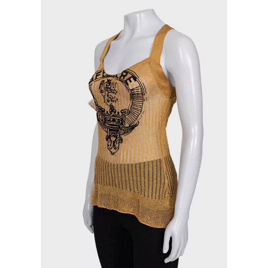 Gianfranco Ferré Gold Embossed Logo Tank Top - Size M Pre-owned
