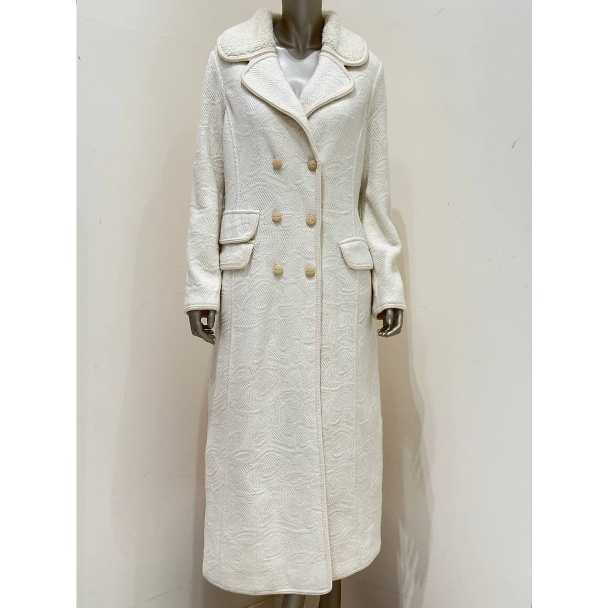 Ermanno Scervino White Wool Mohair Silk Coat Size IT 48 Pre-owned