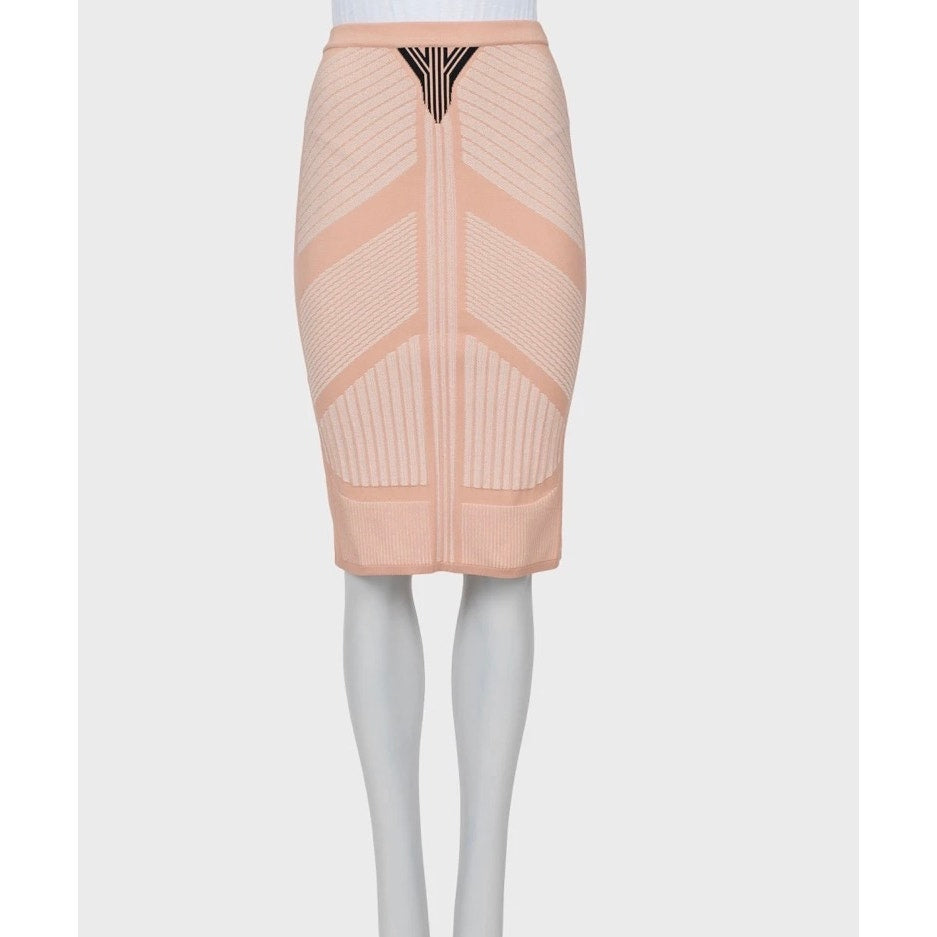 Prada Beige Embossed Pencil Skirt - Size XS Pre-owned