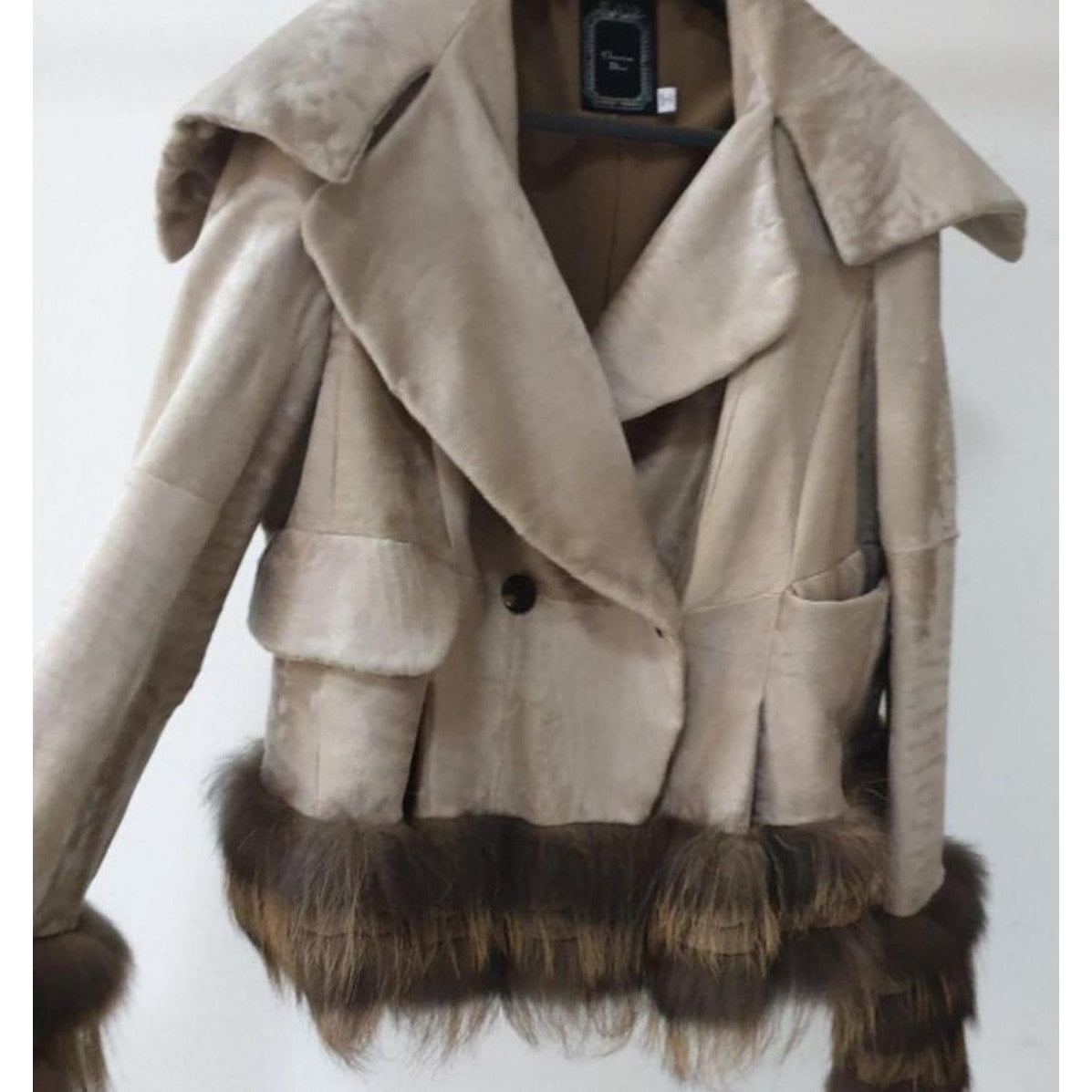 Christian Dior Beige Leather Fox Trimmed Jacket Sz.36 Pre-owned