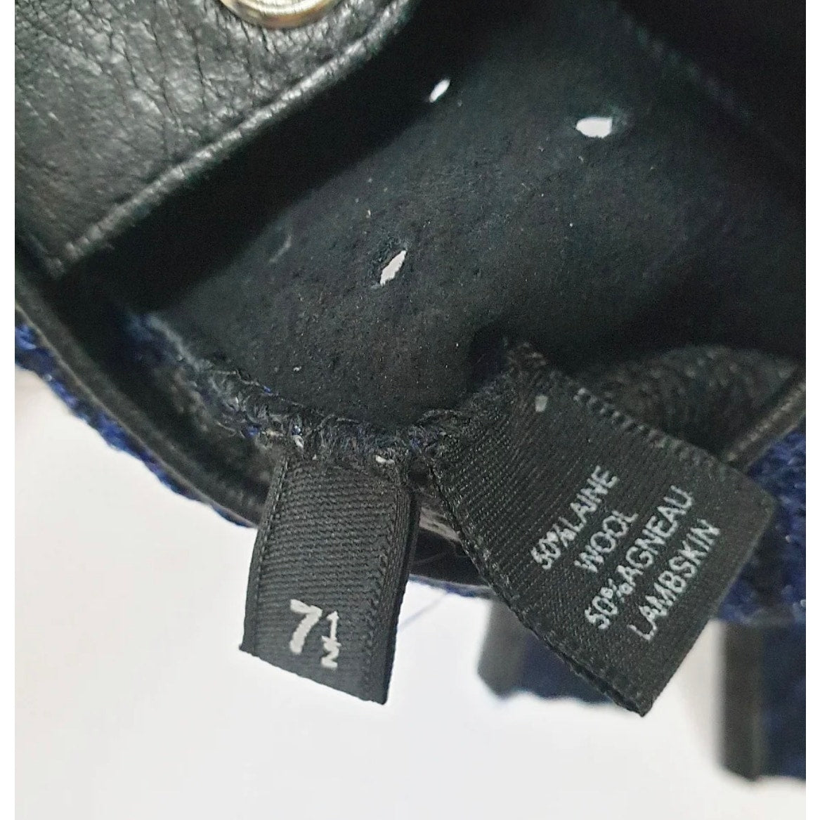 NWOB Chanel Blue Tweed Leather Mittens, Size 7.5 Pre-owned