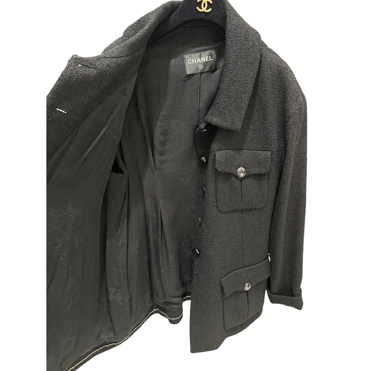 Chanel Black Bouclé Jacket & Dress Set - FR 48 Pre-owned
