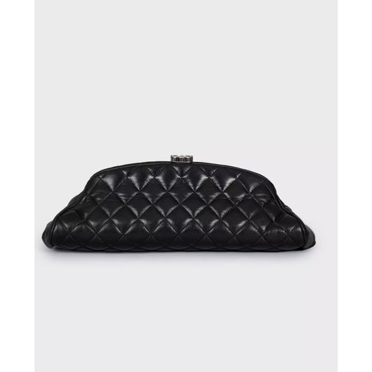 Chanel Mademoiselle Black Calfskin Coco Mark Clutch Bag Pre-owned