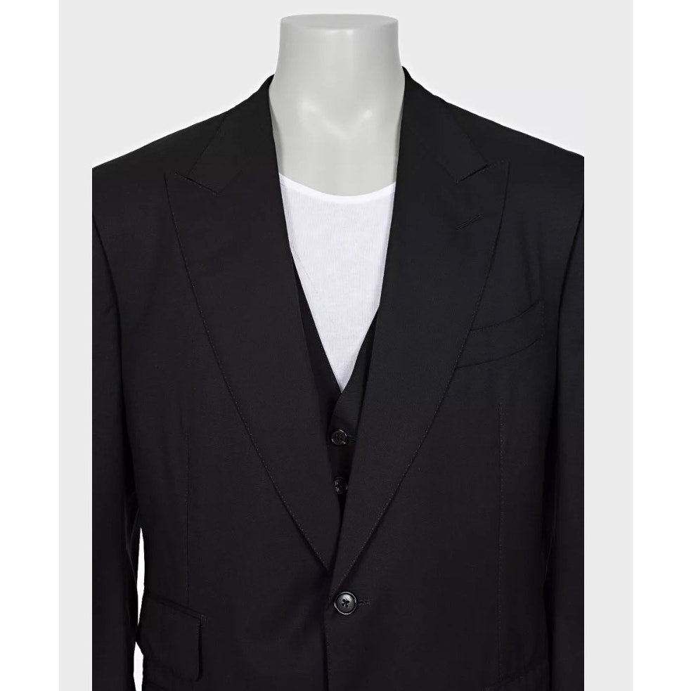 Tom Ford Men’s Black Three-Piece Wool Suit IT58 4XL Pre-owned