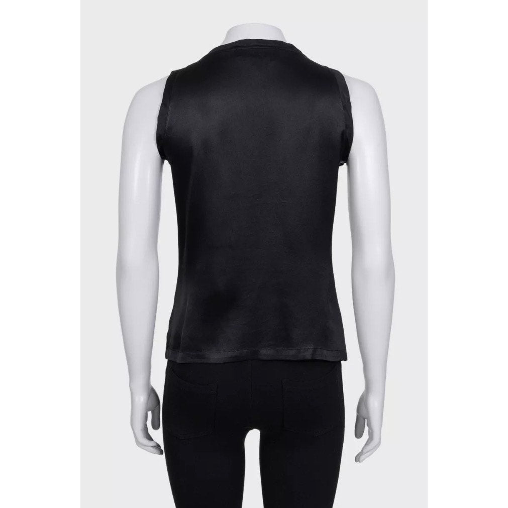 Vintage Yves Saint Laurent Crystal Embellished Silk Tank Top Sz.S Pre-owned