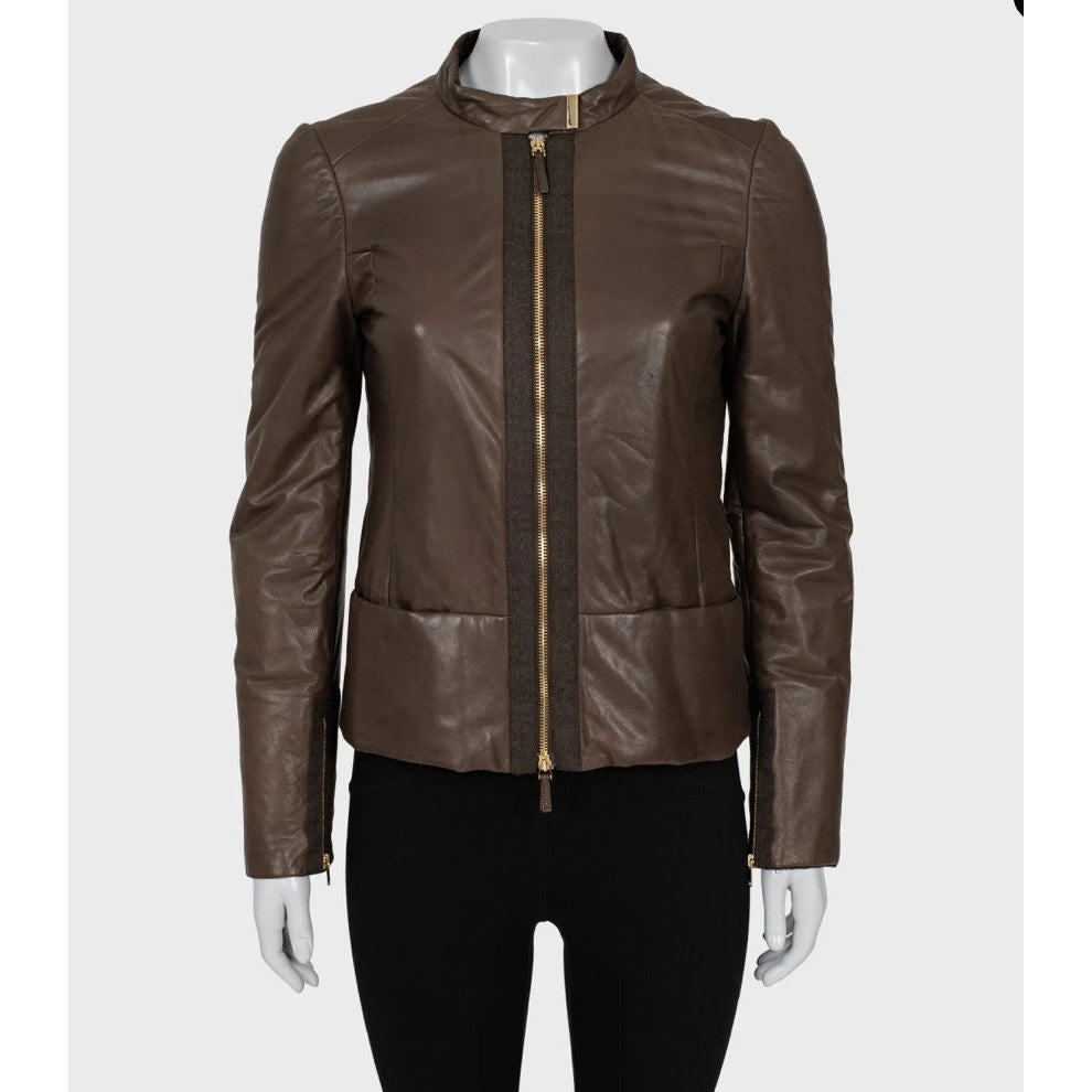 Vintage Gucci Brown Leather Jacket - Size M/ IT42 Pre-owned