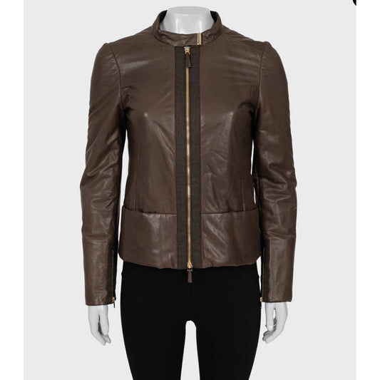 Vintage Gucci Brown Leather Jacket - Size M/ IT42 Pre-owned