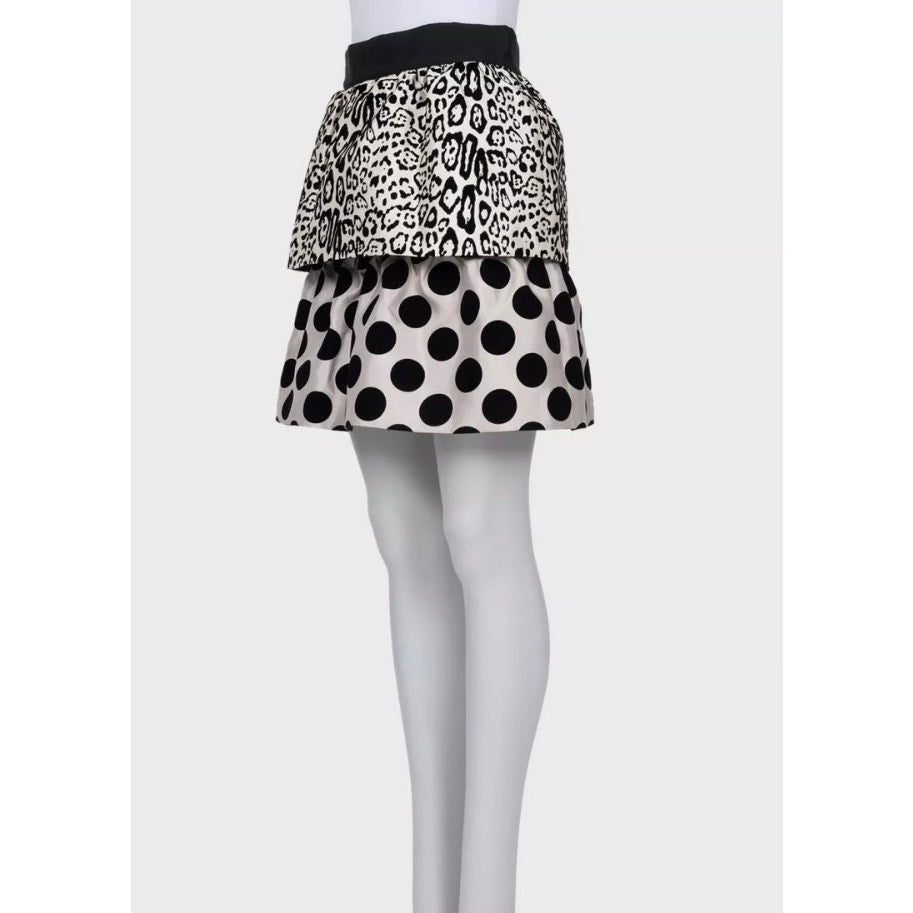 NWOT Dolce & Gabbana Black & White Animal Print Silk Skirt Sz.40 Pre-owned