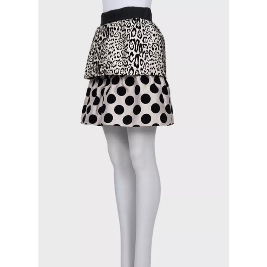 NWOT Dolce & Gabbana Black & White Animal Print Silk Skirt Sz.40 Pre-owned