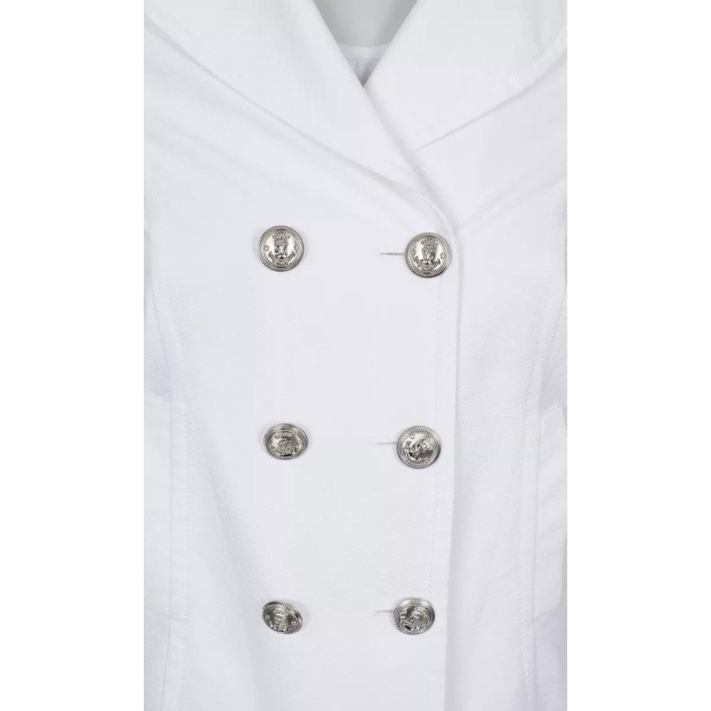 Gucci White Fitted Cotton Jacket Silver Buttons UK 12 L Pre-owned