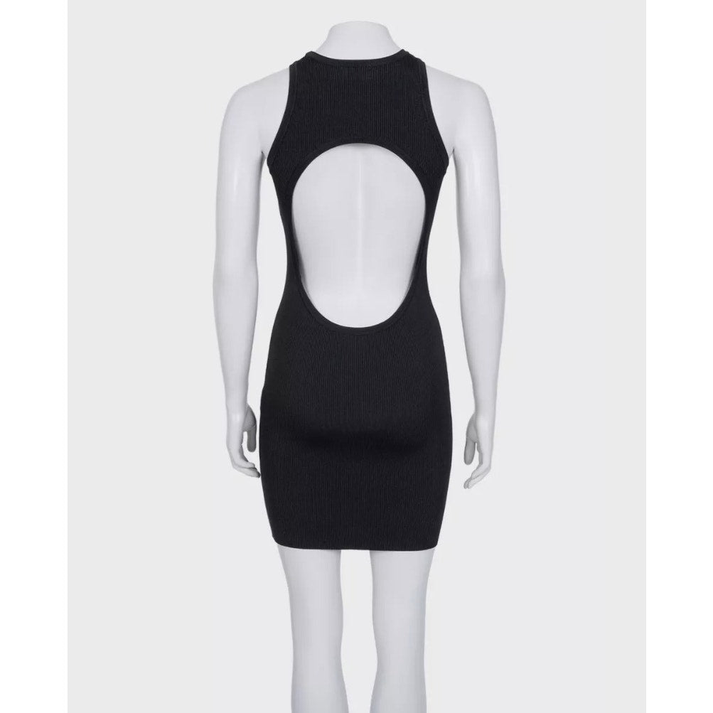 Celine Black Logo Bodycon Silk Blend Dress - Size M Pre-owned