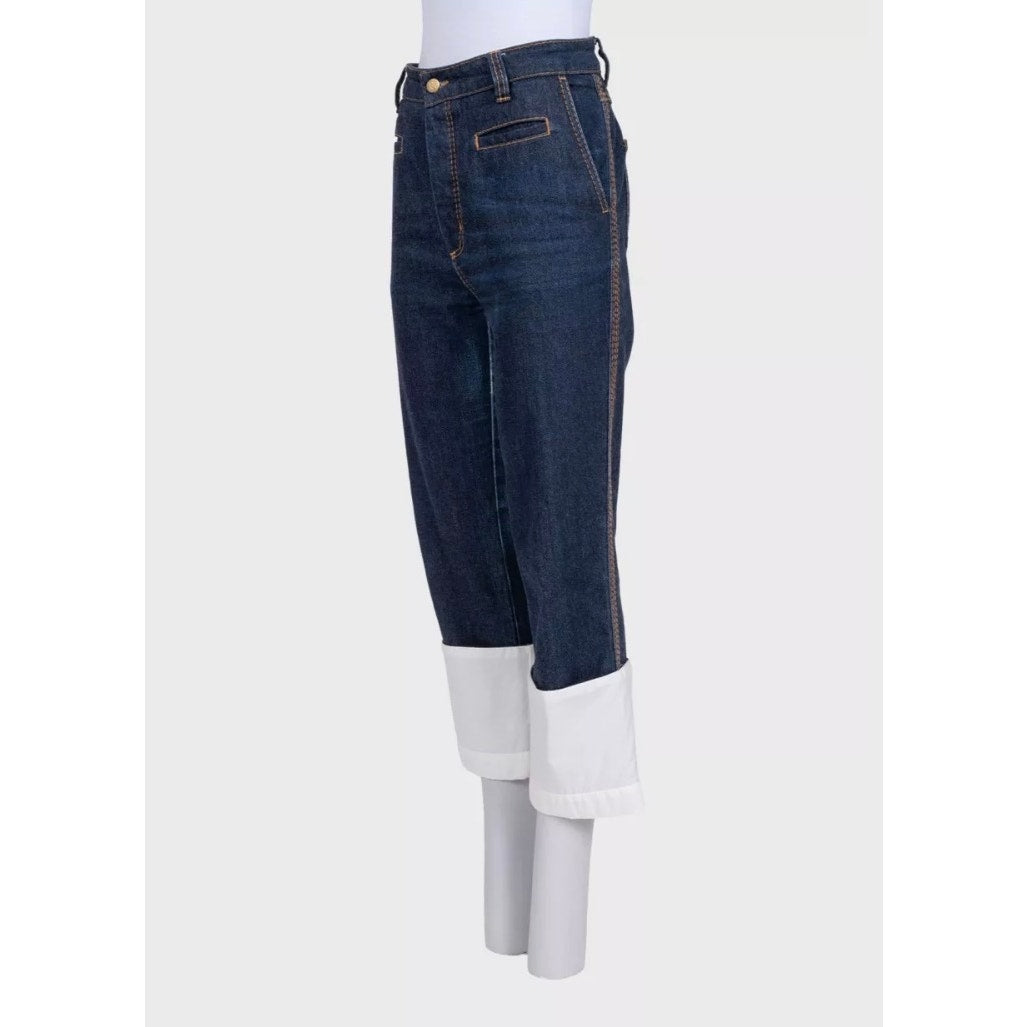 Loewe Cropped Jeans with White Turn-Up Cuffs EU 42 Pre-owned