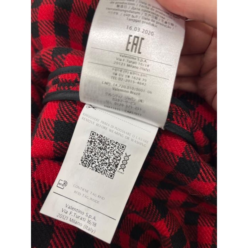 Red Valentino Checked Double-Breasted Wool Blend Coat Sz.38 Pre-owned